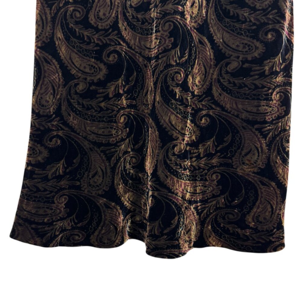 Alex & Co. Black, brown and purple paisley velvet long mermaid skirt Size 8 - Picture 6 of 10
